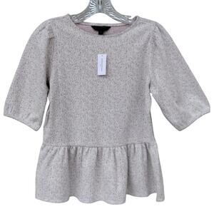 Banana Republic Puffy Sleeve Speckled Peplum Top- Size XS - Cotton blend - Pink